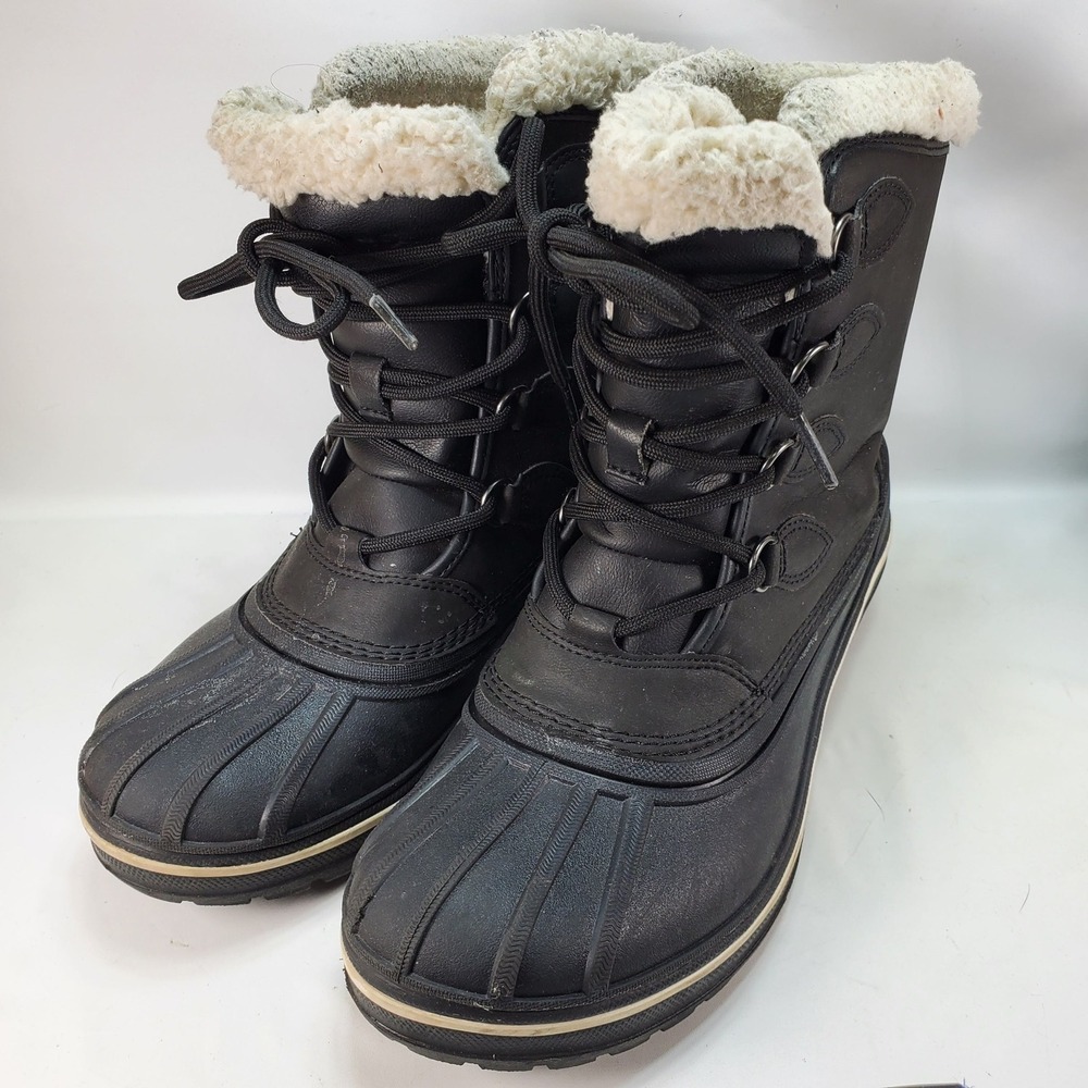 Crocs AllCast II Luxe Snow Boots Women 8 Black Waterproof Faux Fur Lined 203430